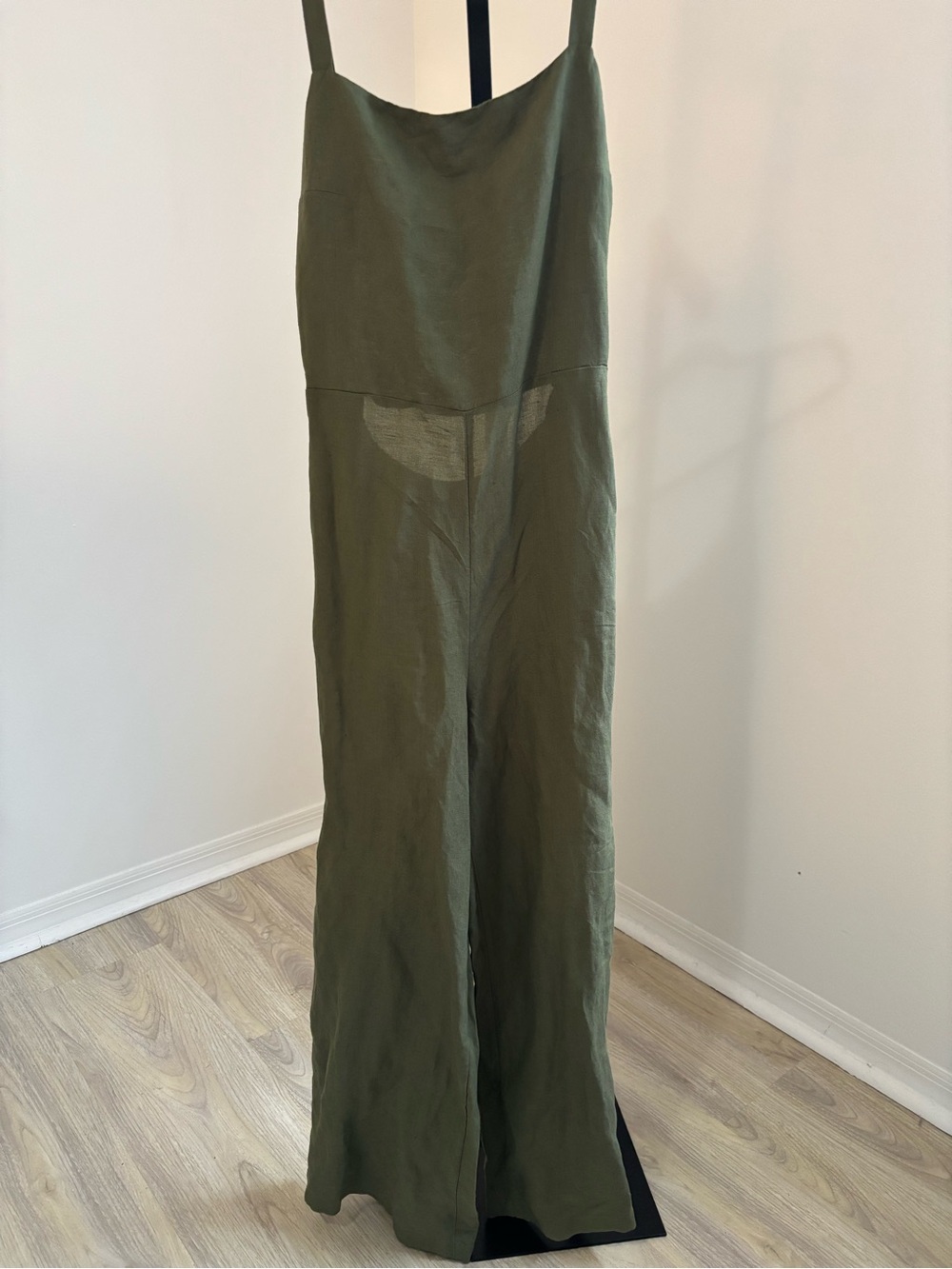 Anthropologie Olive-Strap Wide-Leg Jumpsuit